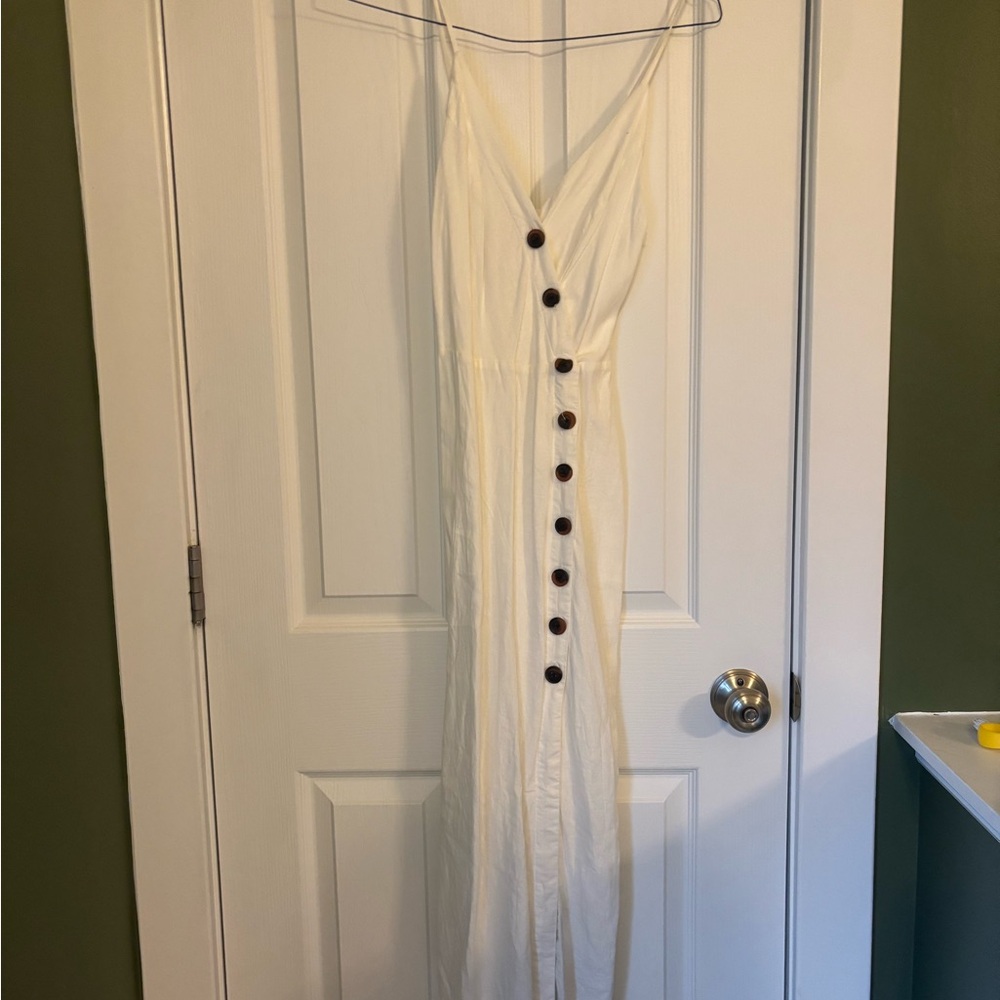 Urban Outfitters Cream Button-Down Midi Dress